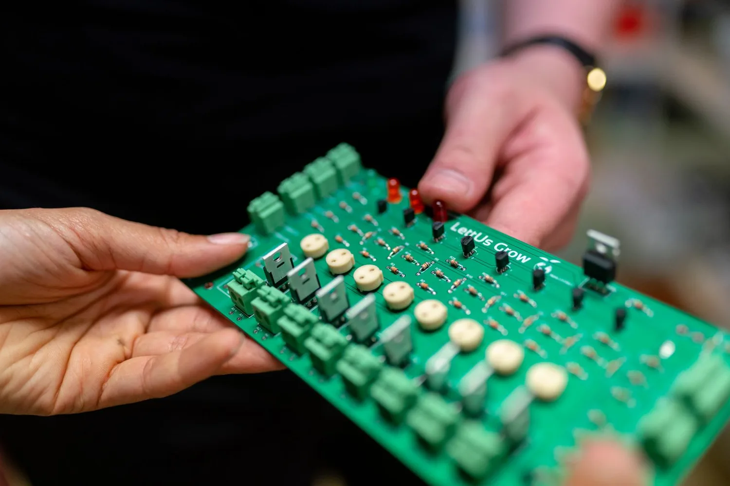 Illustrative close view of electronic components